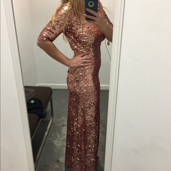 BCBGMaxAzria Dresses & Skirts - BCBG Rose Gold Sequin Gown - worn 1 time